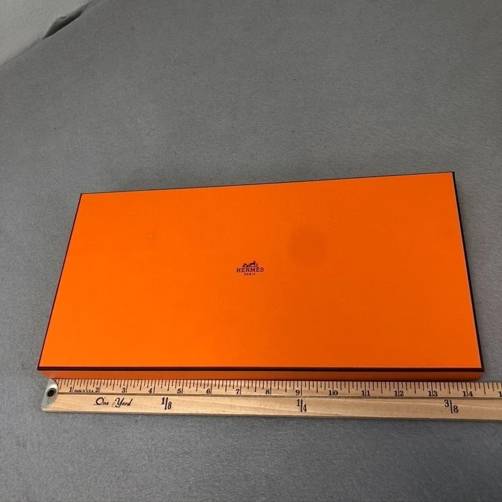 Authentic Hermes Orange Storage Gift Box Empty 14.5x7.5x1.5 Small Rectangle